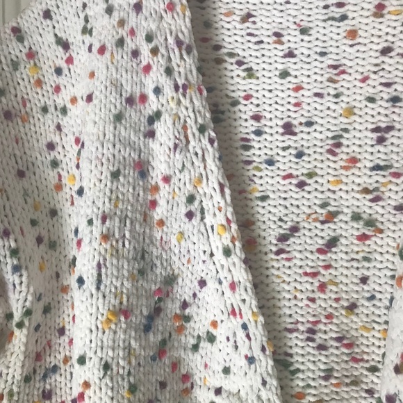 White Confetti Polka Dot Chenille Cardigan Sweater - Picture 5 of 5